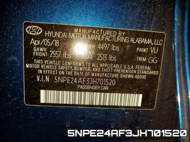 5NPE24AF3JH701520 фото 2