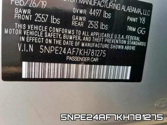 5NPE24AF7KH781275 фото 2