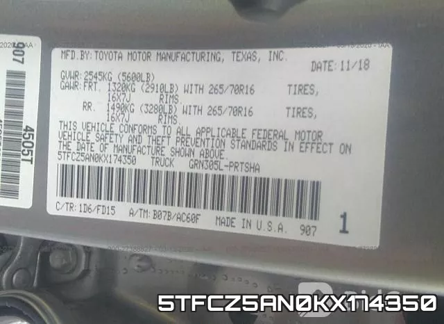 5TFCZ5AN0KX174350 фото 10