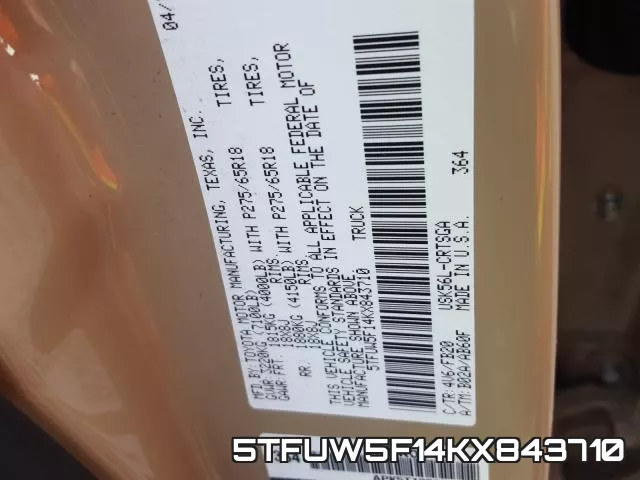 5TFUW5F14KX843710 фото 2