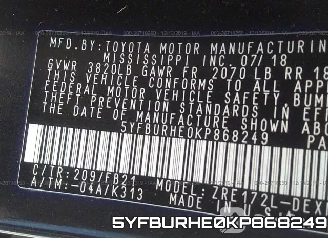 5YFBURHE0KP868249 фото 10