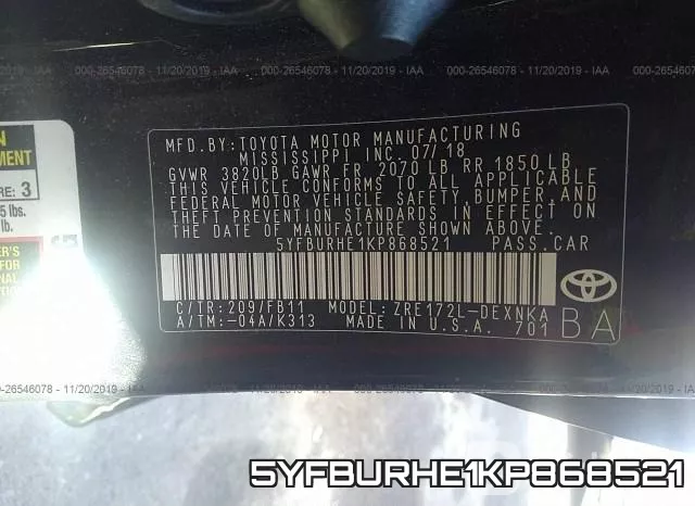 5YFBURHE1KP868521 фото 10