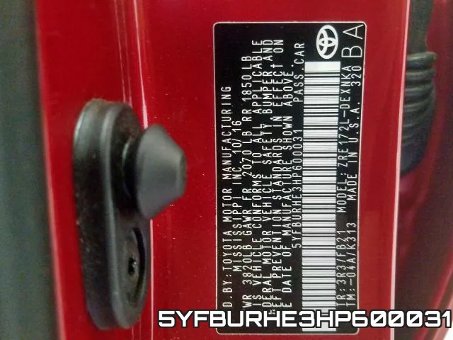 5YFBURHE3HP600031 фото 2