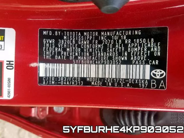 5YFBURHE4KP903052 фото 2