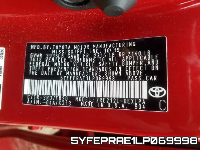 5YFEPRAE1LP069998 фото 2