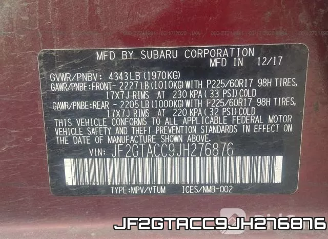 JF2GTACC9JH276876 фото 10