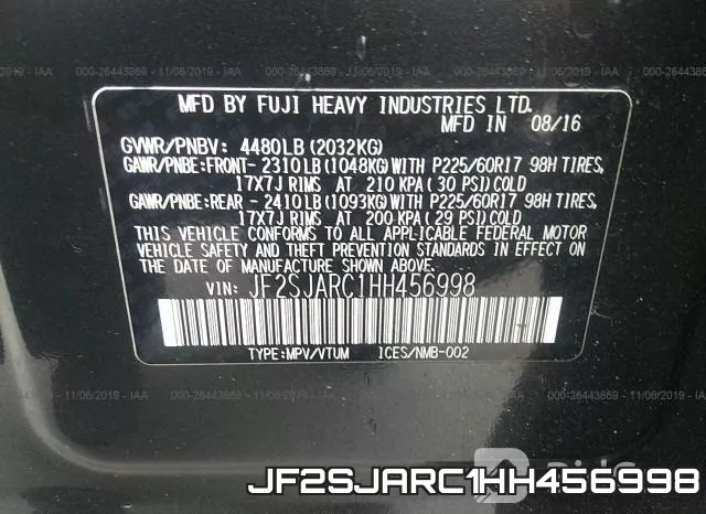 JF2SJARC1HH456998 фото 10