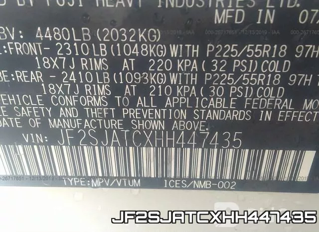 JF2SJATCXHH447435 фото 10