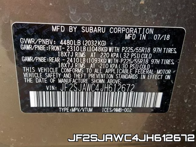 JF2SJAWC4JH612672 фото 2