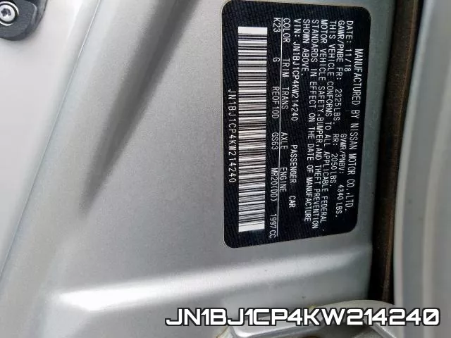 JN1BJ1CP4KW214240 фото 2