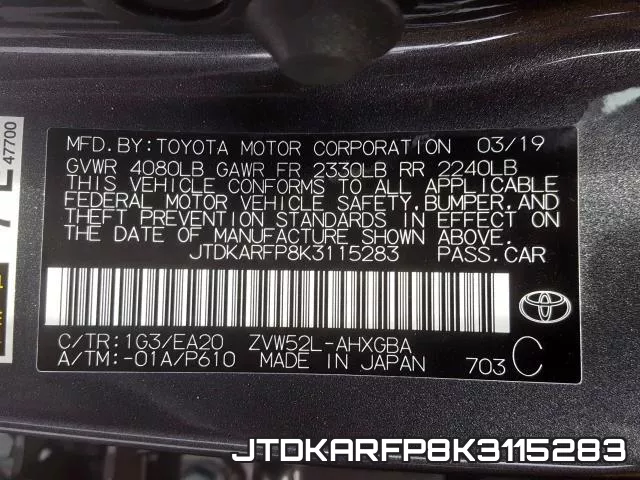 JTDKARFP8K3115283 фото 2