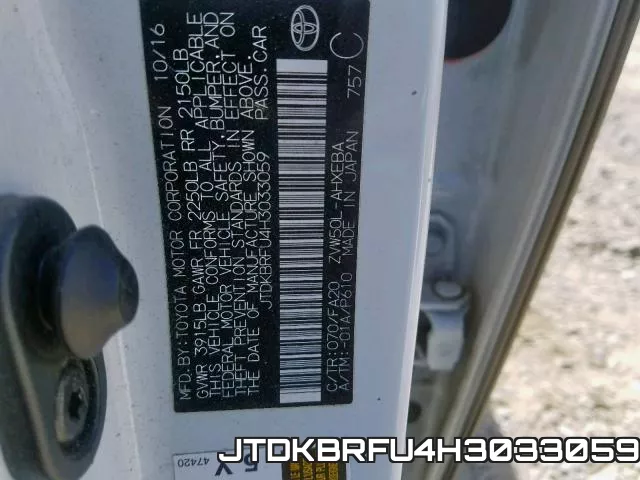 JTDKBRFU4H3033059 фото 2