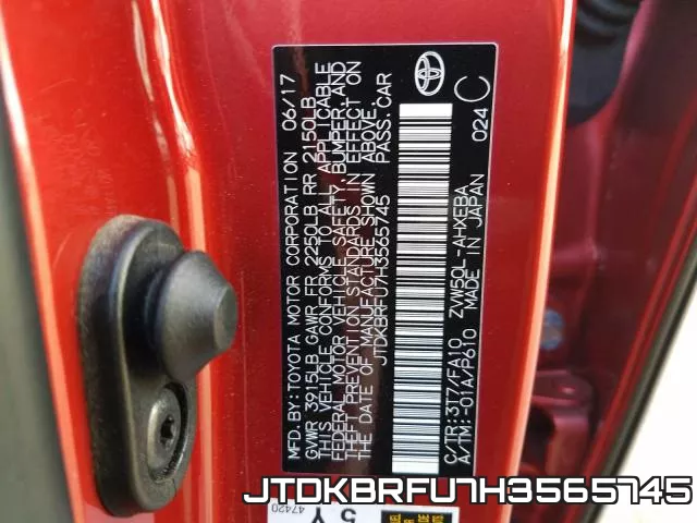 JTDKBRFU7H3565745 фото 2