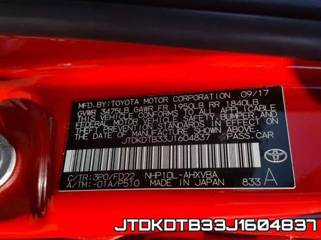 JTDKDTB33J1604837 фото 2