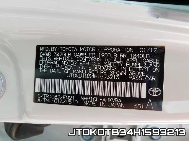 JTDKDTB34H1593213 фото 2