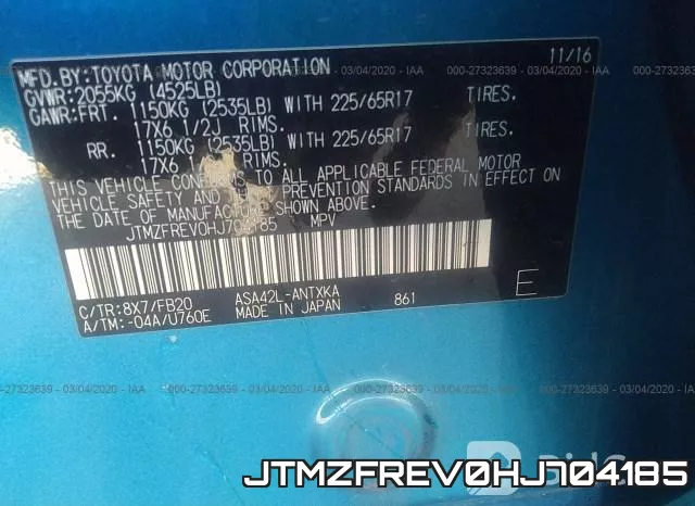 JTMZFREV0HJ704185 фото 10