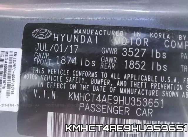 KMHCT4AE9HU353651 фото 10