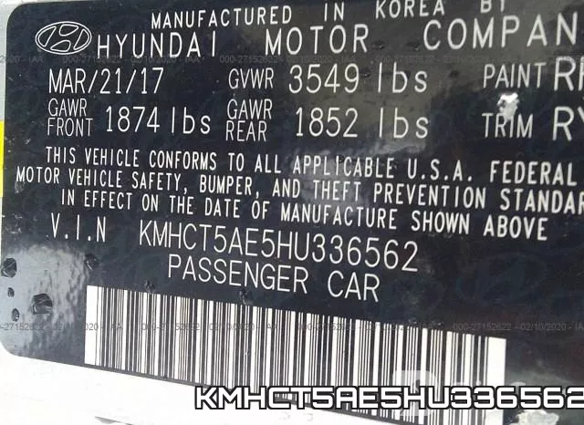 KMHCT5AE5HU336562 фото 10