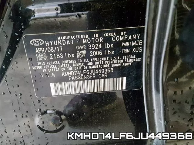 KMHD74LF6JU449368 фото 2