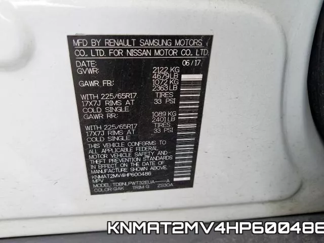 KNMAT2MV4HP600486 фото 2