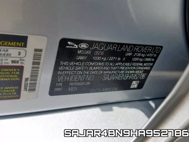SAJAR4BN9HA952786 фото 2