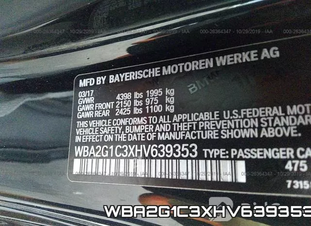 WBA2G1C3XHV639353 фото 10