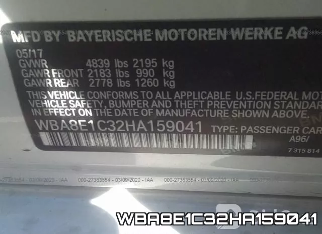 WBA8E1C32HA159041 фото 10