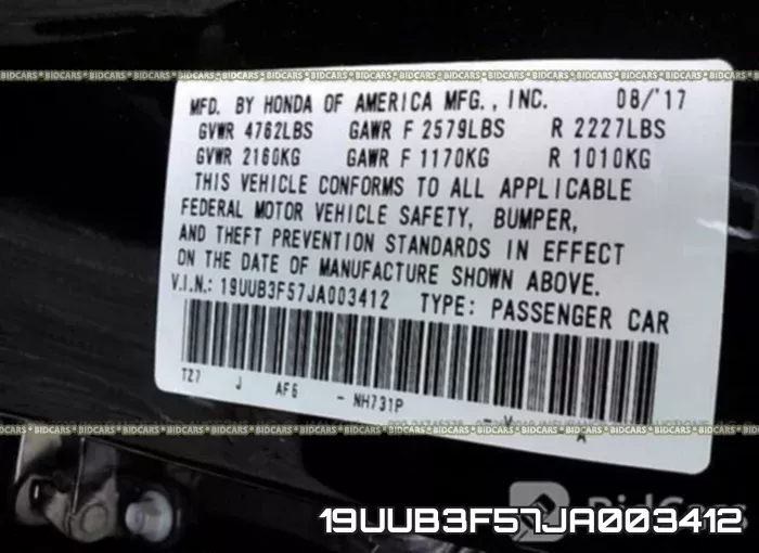 19UUB3F57JA003412 фото 10