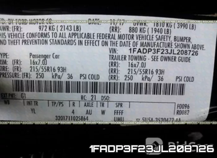 1FADP3F23JL208726 фото 10