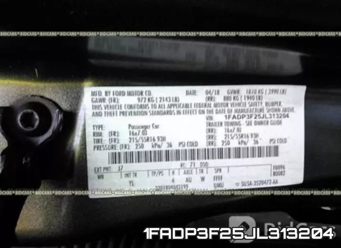 1FADP3F25JL313204 фото 10
