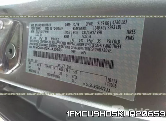 1FMCU9HD5KUA20653 фото 10