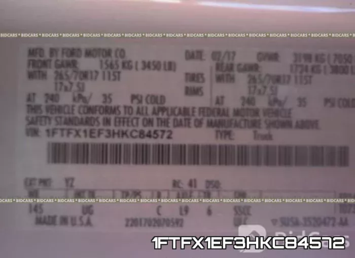 1FTFX1EF3HKC84572 фото 9