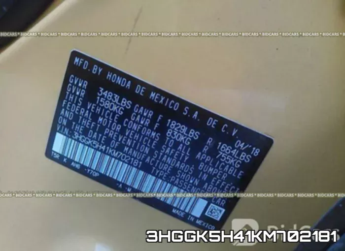 3HGGK5H41KM702181 фото 10
