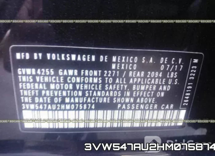 3VW547AU2HM075874 фото 10