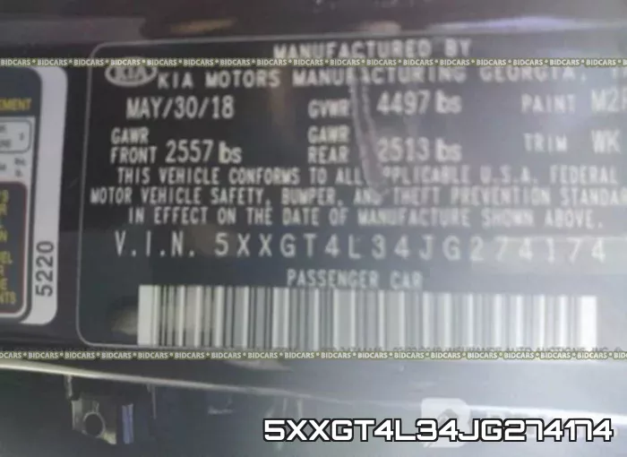 5XXGT4L34JG274174 фото 10