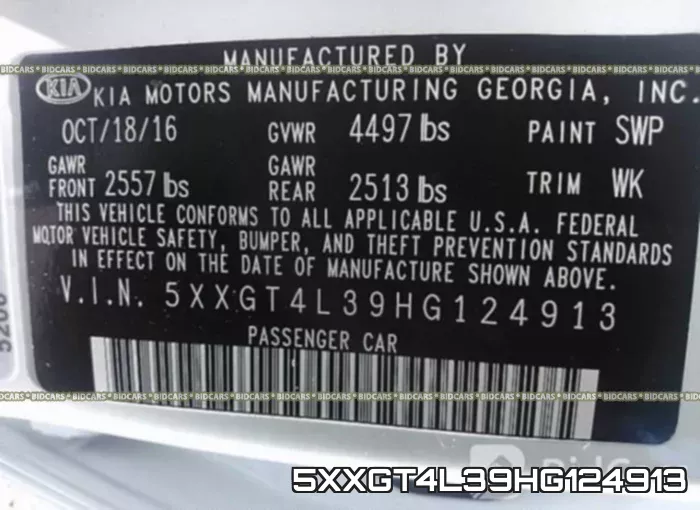 5XXGT4L39HG124913 фото 10