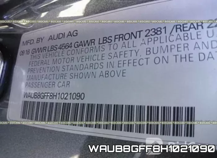 WAUB8GFF8H1021090 фото 10