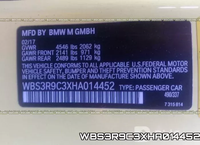 WBS3R9C3XHA014452 фото 10