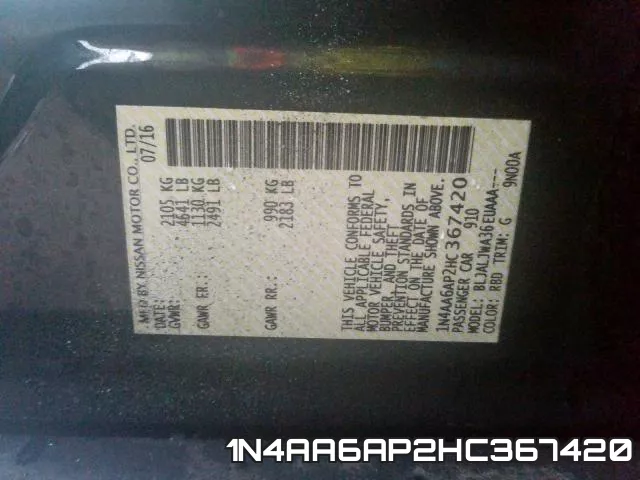 1N4AA6AP2HC367420 фото 2