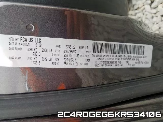2C4RDGEG6KR534106 фото 2