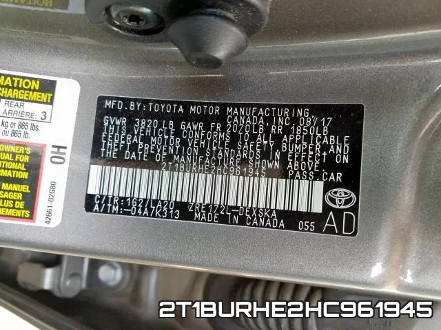 2T1BURHE2HC961945 фото 2