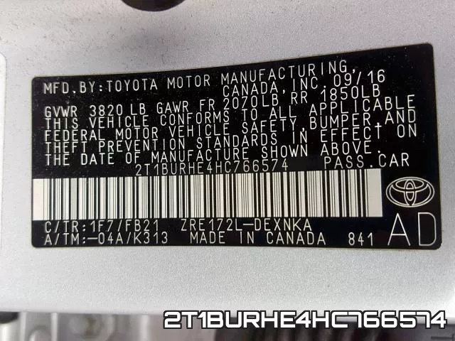 2T1BURHE4HC766574 фото 2