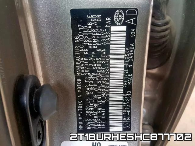2T1BURHE5HC877702 фото 2
