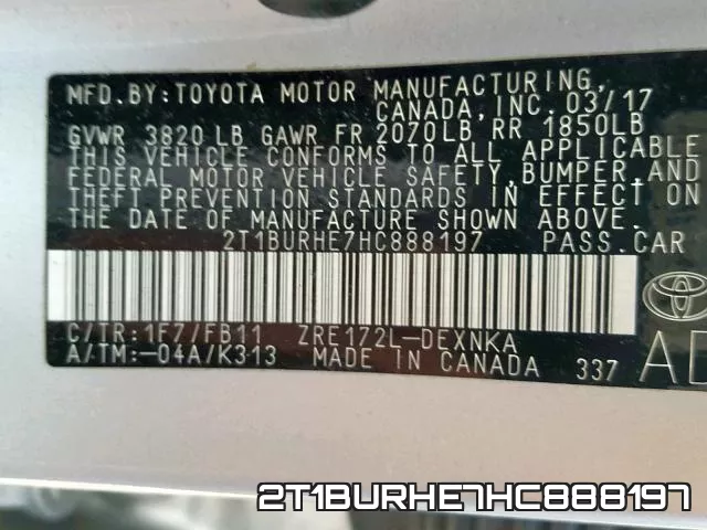 2T1BURHE7HC888197 фото 2