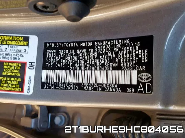 2T1BURHE9HC804056 фото 2