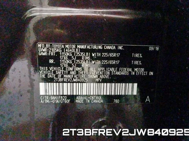 2T3BFREV2JW840925 фото 2