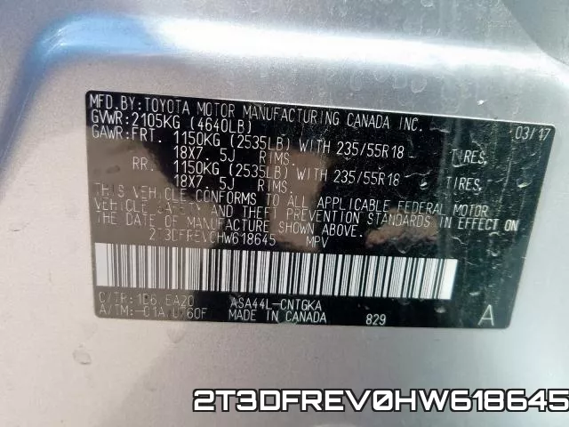 2T3DFREV0HW618645 фото 2