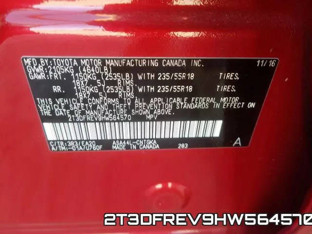 2T3DFREV9HW564570 фото 2