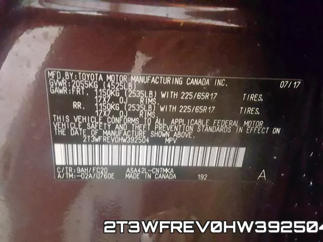 2T3WFREV0HW392504 фото 2