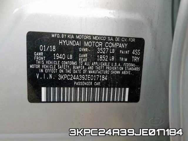 3KPC24A39JE017184 фото 2